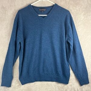 HART SCHAFFNER MARX Fine Merino Wool Sweater Blue V-Neck XL